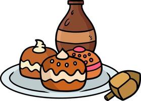 hanukkah sufganiyah dessin coloré clipart vecteur