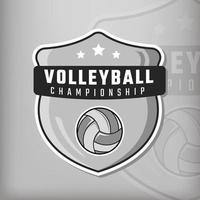 emblème du logo de sport volley-ball sur fond gris vecteur