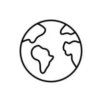icône noire de ligne de terre de globe. pictogramme linéaire de la carte de la sphère de la planète mondiale. monde rond continent europe afrique amérique australie asie contour icône. trait modifiable. illustration vectorielle isolée. vecteur
