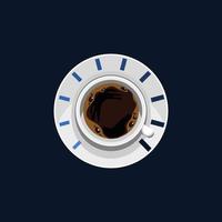 vue de dessus modifiable une illustration vectorielle d'une tasse de café et d'une soucoupe comme indicateur de vitesse pour un élément supplémentaire d'un projet de conception lié au café ou à l'entreprise avec un concept de vitesse ou de force vecteur