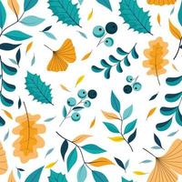 motif d'automne avec des feuilles de saison de couleur tendance. modèle sans couture tropical moderne vecteur