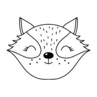 joli visage de renard. icône de tête d'animal drôle. illustration vectorielle isolée dessinée à la main dans un style doodle sur fond blanc. vecteur