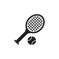 eps10 balles de tennis vectorielles noires et icône d'art abstrait de raquette de tennis isolées sur fond blanc. symbole sportif dans un style moderne et plat simple pour la conception de votre site Web, votre logo et votre application mobile vecteur