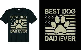 cadeau drôle de t-shirt de drapeau américain de meilleur papa de chien pour le meilleur père vecteur