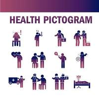 pictogramme de soins de santé et collection d & # 39; icônes médicales sur dégradé de couleur vecteur