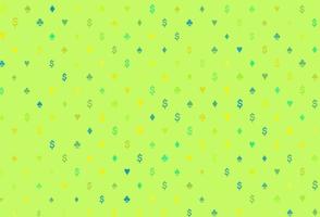 motif vectoriel vert clair, jaune avec symbole de cartes.