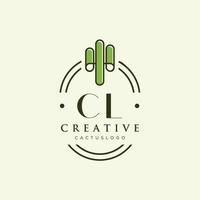 cl lettre initiale vert cactus logo vecteur