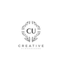 cu lettre initiale fleur logo modèle vecteur art vectoriel premium