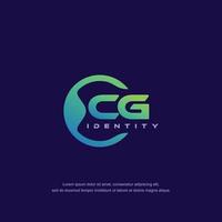 cg lettre initiale ligne circulaire modèle de logo vecteur avec dégradé de couleur