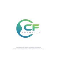 cf lettre initiale ligne circulaire modèle de logo vecteur avec dégradé de couleur