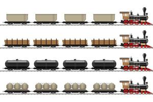 vieille locomotive et wagons isolés vecteur