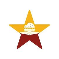 vecteur d'icône de logo de concept de forme d'étoile de burger de moustache. burger avec concept de logo icône moustache.