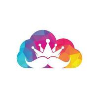 conception de logo vectoriel de concept de forme de nuage de roi de moustache. élégant logo de couronne de moustache élégant.