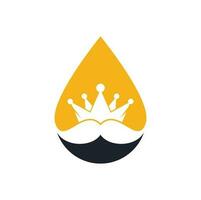 conception de logo vectoriel de concept de forme de goutte de roi de moustache. élégant logo de couronne de moustache élégant.