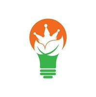 conception de logo vectoriel de concept de forme d'ampoule de couronne de feuille. modèle de conception de logo de société de thérapie de couronne de feuille verte.