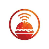 icône vectorielle de conception de logo wifi burger. hamburger et symbole ou icône du signal wifi. vecteur