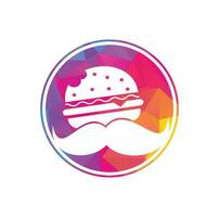 Moustache burger logo icône vecteur. burger avec concept de logo icône moustache. vecteur