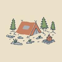 camping et feu de joie graphique illustration vector art t-shirt design