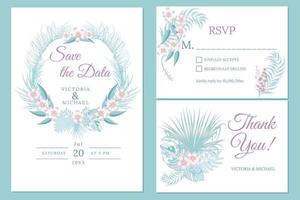 conception de cartes d'invitation de mariage, invitation florale, couleurs pastel douces vecteur