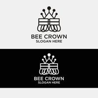 modèle d'icône de conception de logo de couronne d'abeille vecteur