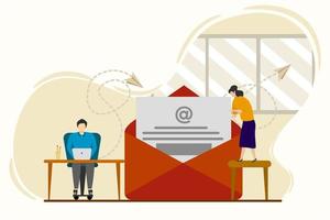processus de travail, nouveaux e-mails, e-mails et messages, campagnes de marketing par e-mail. vecteur