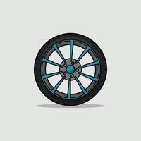 illustration vectorielle isolée de roue de pneu de voiture en alliage bleu caricatural. vecteur