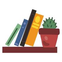 étagère suspendue avec des livres et une fleur. illustration vectorielle vecteur