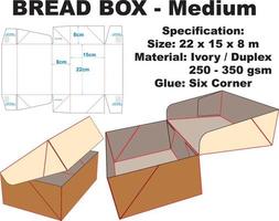 boîte de nourriture emballée fraîche. Outre sa forme attrayante, cette boîte est également très simple et facile à assembler sans utiliser de colle. cette boîte peut également être utilisée pour les gâteaux, le pain et les collations vecteur