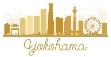 silhouette dorée des toits de la ville de yokohama. concept de voyage d'affaires. yokohama isolé sur fond blanc. vecteur