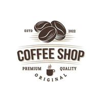 grains de café logo rétro vintage vecteur