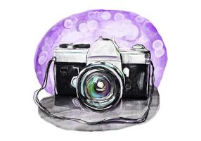 Caméra vintage gratuite aquarelle vecteur