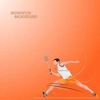 conception de joueur de badminton sur orange vecteur