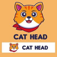 création de logo de mascotte de dessin animé de tête de chat souriant vecteur