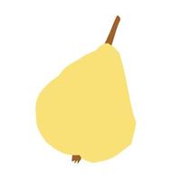 fruit de poire jaune mignon dans un style plat dessiné à la main. élément de vecteur isolé sur fond blanc