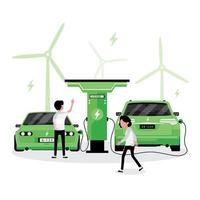 personnes chargeant des voitures électriques vecteur
