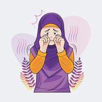 triste hijab petite fille vector illustration téléchargement pro