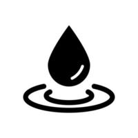 icône de silhouette de goutte d'eau. gouttelette d'eau et icône noire éclaboussée. illustration vectorielle isolée. vecteur