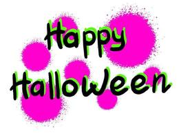 joyeux halloween lettrage avec des taches de néon rose vif pour carte de voeux. style doodle et graffiti de rue. vecteur
