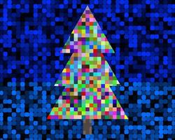 Sapin de Noël pixel avec des carrés de différentes couleurs vecteur