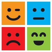 ensemble de quatre émoticônes colorées avec des visages emoji vecteur