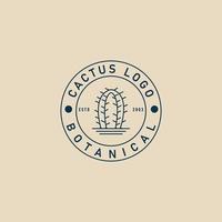 logo, icône et symbole d'art en ligne de cactus, avec illustration vectorielle emblème vecteur