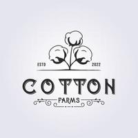 conception d'illustration vectorielle de logo de ferme de coton classique rétro vecteur