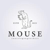 étudier la conception d'illustration vectorielle de logo de mascotte de ligne de souris, laboratoire de souris vecteur