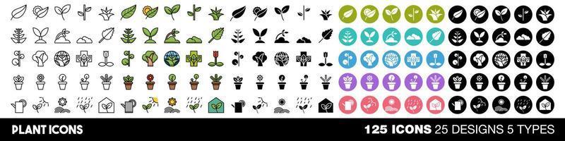 icônes de plantes définies conception graphique de collection vecteur