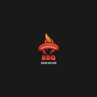 logo barbecue avec logotype bbq et concept de feu en combinaison avec une spatule vecteur