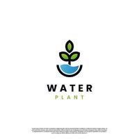 plante marine, logo de plante océanique, concept moderne de conception de logo de plante avec de l'eau vecteur