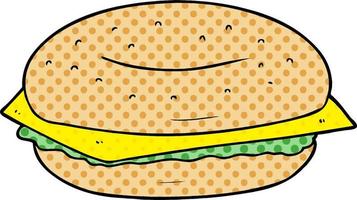 sandwich au bagel de dessin animé vecteur