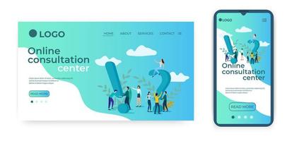 centre de consultation en ligne.modèle pour l'interface utilisateur de la page d'accueil du site Web.modèle de page d'accueil.la conception adaptative du smartphone.illustration vectorielle. vecteur