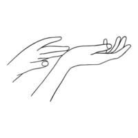 dessin au trait minimal du geste des mains dans le concept dessiné à la main pour la décoration, style contemporain doodle vecteur