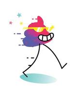 illustration d'un caca heureux dans un style disco. vecteur
